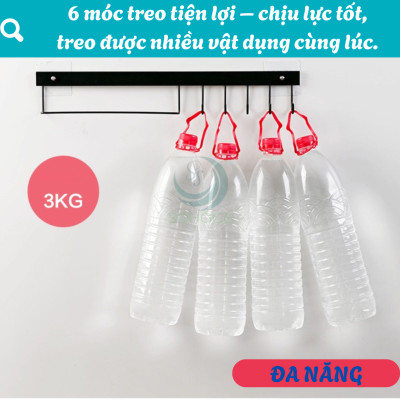Móc Treo Tường Dán Đa Năng 6 Móc -Giá Treo Dụng Cụ Nhà Bếp Dán Tường Không Cần Khoan -Kệ Treo Khăn Và Dụng Cụ Nấu Ăn Gọn Gàng Tiện Dụng -Móc Treo Tường Chống Thấm Cho Phòng Bếp / Nhà Tắm -Thanh Treo Nhà Bếp Dán Tường Siêu Chắc -Móc Treo Đa Năng