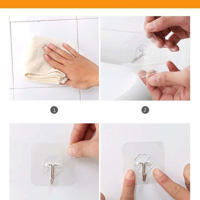 Combo 10 Móc dán tường, dính tường trong suốt Siêu chắc, siêu chịu lực loại 10kg