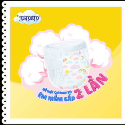 Combo 4 gói Tã/Bỉm Quần Em Bé Pep.up Cottony 3D Gói Nhỏ Siêu Mềm Mại, Siêu Khô Thoáng, Kháng Khuẩn