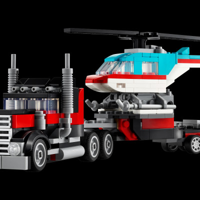 Đồ Chơi Lắp Ráp Xe Tải Vận Chuyển Trực Thăng 3 In 1 - Flatbed Truck With Helicopter - Lego Creator 31146 (270 Mảnh Ghép)