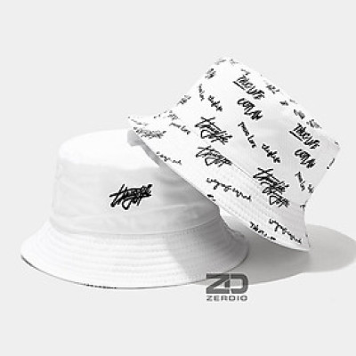 Nón vành tròn, Mũ bucket nam nữ tai bèo Hàn Quốc 2 mặt họa tiết chữ ký vải cotton cao cấp