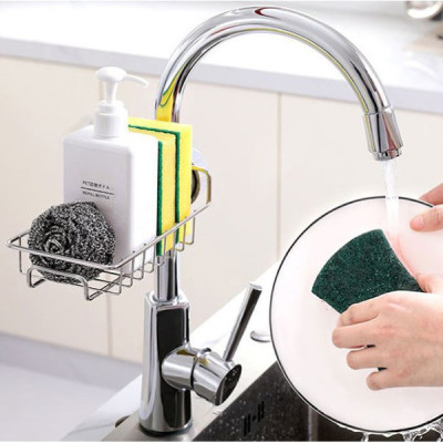 Kệ Để Đồ Rửa Chén Gắn Vòi Rửa Đa Năng Bằng Inox, Giá để giẻ rửa bát xoong nồi dụng cụ nhà bếp Không Gỉ Tiện Lợi Kitchen - Hàng Chính Hãng