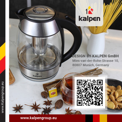 ẤM  ĐUN NƯỚC SIÊU TỐC THỦY TINH KALPEN KK66, HÀNG CHÍNH HÃNG