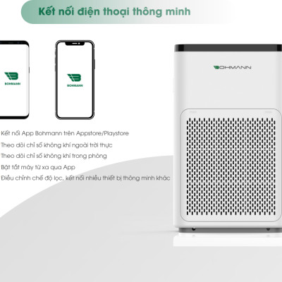 Máy lọc không khí, khử mùi, kết nối Wifi BOHMANN B501 - Hàng chính hãng