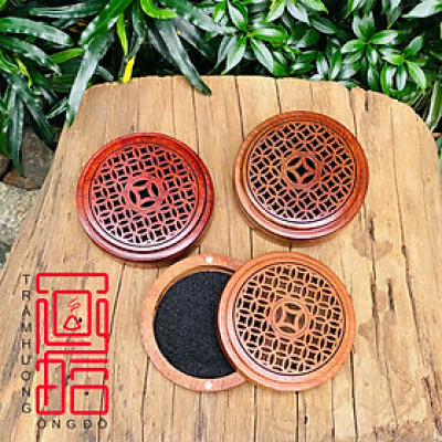 Hộp Gỗ Xông Nhang Vòng Trầm Hương, Nhang Khoanh 2 Giờ 4 Giờ