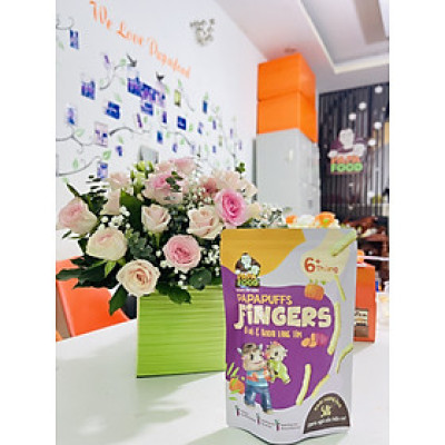 Bánh ăn dặm PAPAPUFFS FINGERS - BÍ ĐỎ&KHOAI LANG - 100% Ngũ Cốc Hữu Cơ - Gói 50g