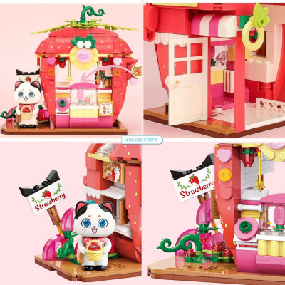 Đồ chơi lắp ráp Mô hình Cửa hàng Dâu Tây Qman K28008