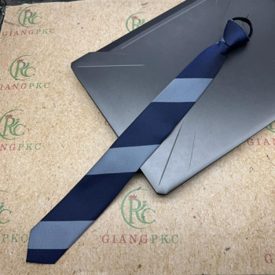 Cà vạt nam mẫu thắt sẵn dây kéo bản nhỏ 6cm màu xanh đen kẻ xanh lớn