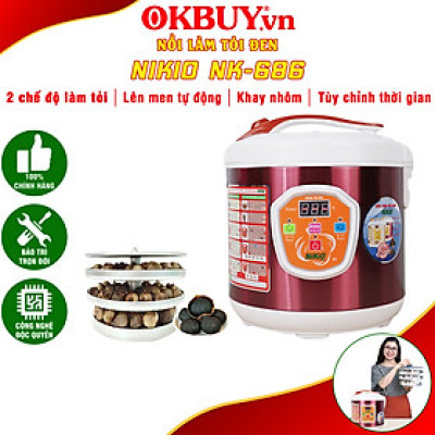 Máy (Nồi) Làm Tỏi Đen Nikio NK-686 - Dung Tích 6 Lít, Làm Tỏi Tự Động Với Công Nghệ Nhật Bản, Tùy Chỉnh Được Thời Gian Làm Tỏi Và Sấy Khô Cho Tỉ Lệ Thành Công 99%, Tỏi Thơm Ngon Giàu Dinh Dưỡng - Đỏ Tím - Hàng chính hãng