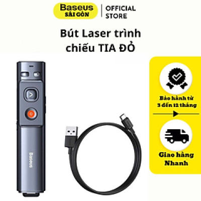 Bút Laser trình chiếu Baseus Orange Dot Wireless Presenter Green Lasercharging cho Laptop Macbook MKCD- Hàng chính hãng