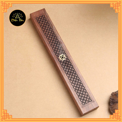 Set Hộp Đốt Nhang Và Ống Gỗ Đựng Nhang Trầm Hương Không Tăm Lư xông nhang trầm hương nhang que bằng gỗ hương kèm túi