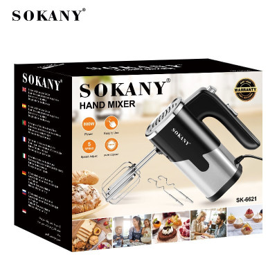Máy Đánh Trứng Sokany SK-6621 Công Suất 800W, 5 Cấp Độ - Tặng 4 Que Đánh Trứng, Làm Bánh Inox 304 - HÀNG CHÍNH HÃNG - DELIYA