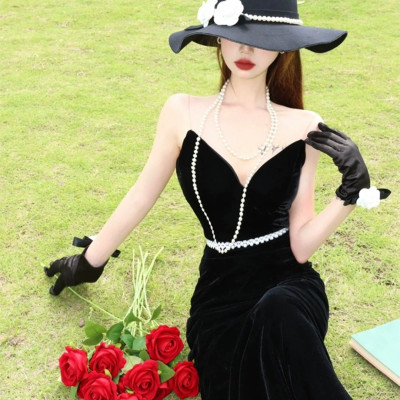 Nón fedora vành rộng mũ rộng vành nỉ phối 2 hoa trắng đai ngọc trai nhân tạo sang trọng