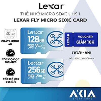 Thẻ nhớ micro SDXC 64GB/ 128GB/ 256GB Lexar FLY, chuyên dụng cho Flycam, lưu video 4K, tốc độ đọc 160MB/s, tốc độ ghi 90MB/s, BH 5 năm - Hàng chính hãng