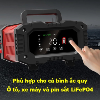 FOXSUR Sạc Bình 12V-24V Nhật Bản: 7 Giai Đoạn Thông Minh, 300A , ĐÈN TRANG TRÍ
