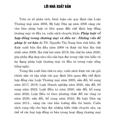 Pháp Luật Về Hợp Đồng Trong Thương Mại Và Đầu Tư - Những Vấn Đề Pháp Lý Cơ Bản (Sách chuyên khảo)