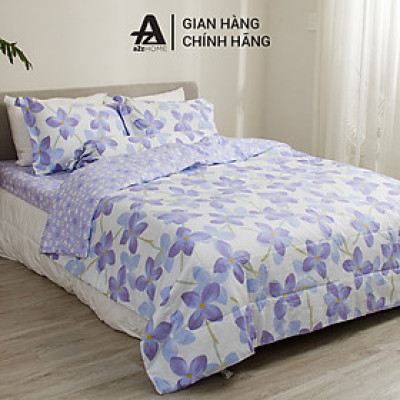 Bộ Ga Giường Mền Chần Bông 5 Món Hyacinth Flowers Mềm Mại 100% Cotton Tự Nhiên A2Z Home