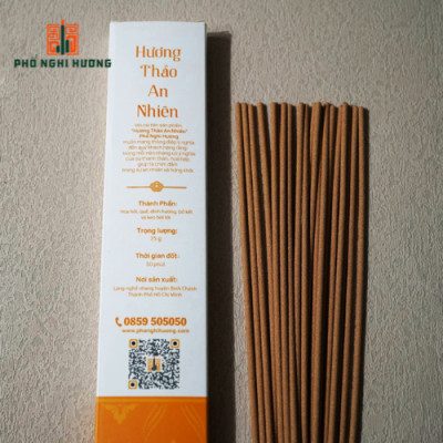 Nhang sạch Phổ Nghi Hương - Hương Thảo An Nhiên 32cm từ 100% thảo mộc tự nhiên, mùi thơm của gỗ thoảng hương tươi mát