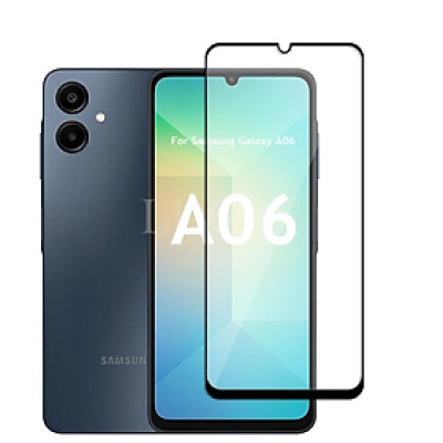 Kính cường lực cho Samsung Galaxy A06 Full màn hình viền đen độ cứng 9h, chống vỡ, chống xước, dán màn hình cao cấp - Hàng chính hãng