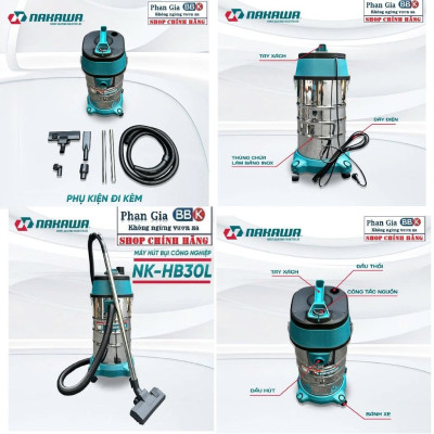 [chính hãƞg] Máy Hút Bụi Công Nghiệp 30L NAKAWA - Công Suất 1600W - Motor Dây Đồng (Bảo Hành 1 Năm)