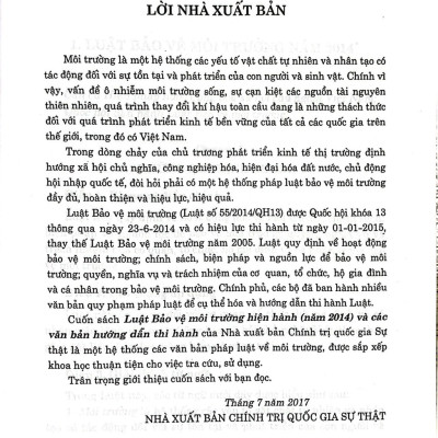 Luật Bảo vệ môi trường hiện hành (năm 2014) và các văn bản hướng dẫn thi hành