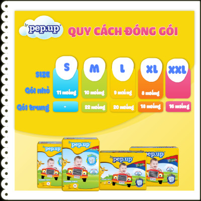 Combo 4 Gói Tã/Bỉm Quần Em Bé Pep.up Extra Dry Siêu Mềm Mại, Siêu Khô Thoáng, Kháng Khuẩn Size XL (8 Miếng/Gói)