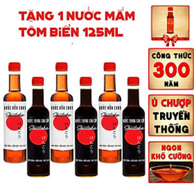 [Mua 3 được 6] Mua 3 nước tương shiitake tặng 3 nước mắm shiitake chai nhựa cao cấp 525ml
