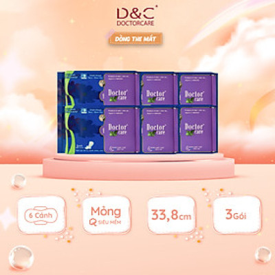 Combo 6 Băng vệ sinh ban đêm Doctor Care tinh chất thảo dược 33.8cm siêu thấm hút