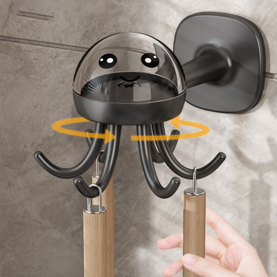 Móc Treo Đồ Dáng Tường Hình Bạch Tuộc Xoay 360