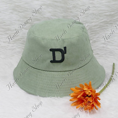 Nón bucket nhung thêu chữ D chất liệu vải mềm mại, thời trang nam nữ cao cấp