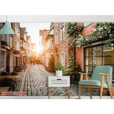 (HCM) Tranh dán tường 3d phong cảnh Châu Âu có sẵn keo,dễ dán(có in theo yêu cầu)