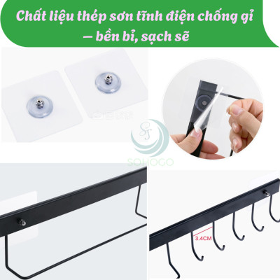 Móc Treo Tường Dán Đa Năng 6 Móc -Giá Treo Dụng Cụ Nhà Bếp Dán Tường Không Cần Khoan -Kệ Treo Khăn Và Dụng Cụ Nấu Ăn Gọn Gàng Tiện Dụng -Móc Treo Tường Chống Thấm Cho Phòng Bếp / Nhà Tắm -Thanh Treo Nhà Bếp Dán Tường Siêu Chắc -Móc Treo Đa Năng