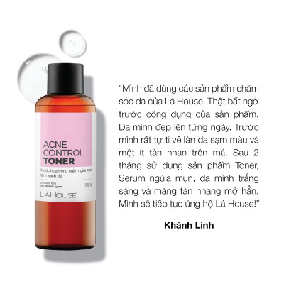 Bộ sản phẩm chăm sóc da LÁ HOUSE gồm Toner giúp ngăn ngừa mụn Acne Control,Bông tẩy trang