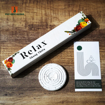 Nhang thiền Thư giãn Relax - Phổ Nghi Hương 20cm ngọt nhẹ, lành tính từ nguyên liệu thảo mộc tự nhiên phù hợp để thư giãn, thiền định và giúp bạn tập trung làm việc