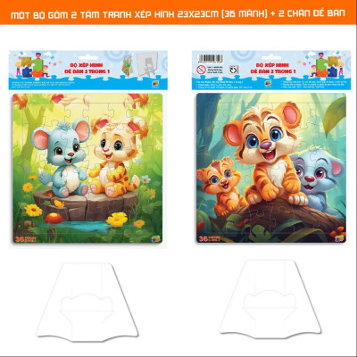 Bộ 2 Tranh Xếp Hình 36 Mảnh Để Bàn 23 x 23 cm - Minh Châu C2-008