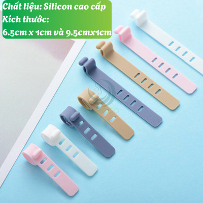 Dây buộc cáp silicon thông minh Dây quấn gọn cáp sạc mini Kẹp buộc dây cáp tái sử dụng Dây cố định cáp điện thoại đa năng Kẹp gọn dây tai nghe & sạc Dây quấn silicon nhiều màu-Hàng nhập khẩu