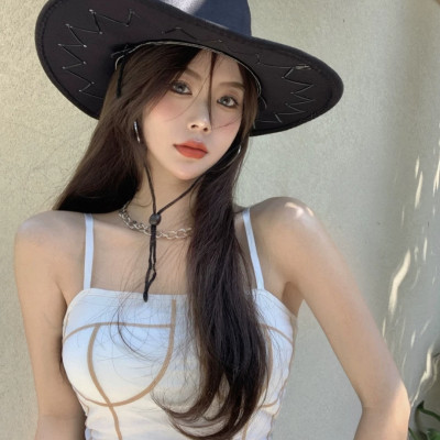 Nón Mũ Cao Bồi Nam Nữ Da Hoa Văn Chìm Thể Thao Đua Ngựa Du Lịch Dã Ngoại Chống Nắng Đi Biển Phong Cách Miền Viễn Tây Thời Trang