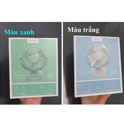 Quạt sạc mini để bàn kẹp bàn treo tường 3W Wiwu FS-03 _ Hàng chính hãng