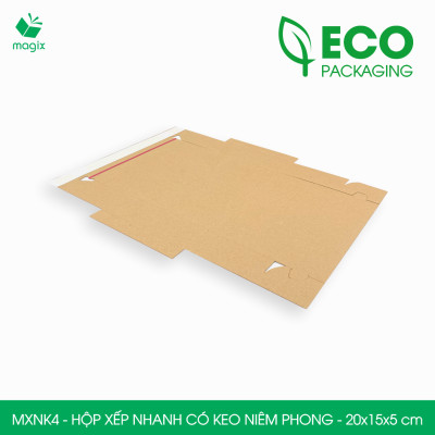 MXNK4 - 20x15x5 cm - 20 hộp carton đóng hàng xếp nhanh có keo niêm phong - Hộp gói hàng, hộp quà
