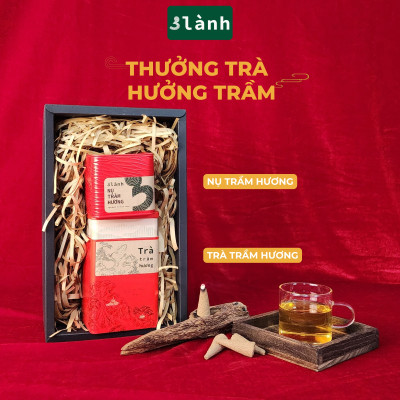 Bộ Quà Tặng Thưởng Trà Hưởng Trầm 3 Lành Lễ Tết 2025 Giáng Sinh Mong An Yên Tài Lộc Phúc Lành