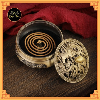 Lư đồng lư xông trầm hương trầm nụ cao cấp thiết kế tinh xảo tặng kèm trụ và lót chống cháy shop Diệu Tâm