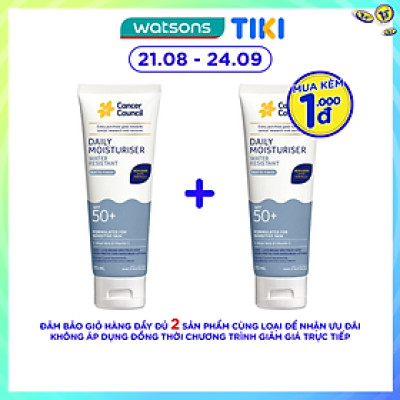 Kem Chống Nắng Cancer Council Face Day Moisturizer Dưỡng Ẩm & Chống Nước Dành Cho Da Mặt SPF50+ UVA-UVB 75ml