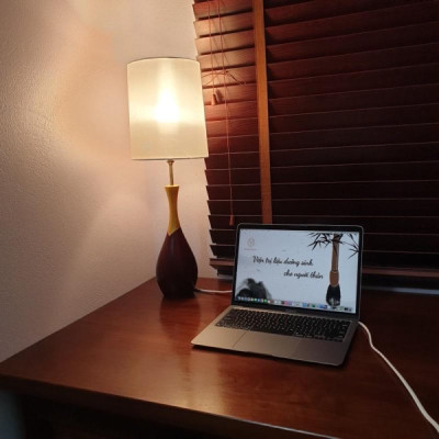 Đèn bàn hiện đại gỗ cổ đồng cao cấp chính hãng Việt Make, đèn nhà gỗ, đèn hoàng gia, tặng kèm bóng led 