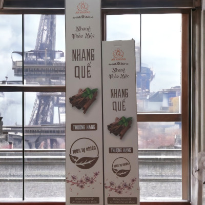 Hộp 100 nén nhang Quế, dài 38cm -không sử dụng hóa chất, ít khói, mùi hương dịu nhẹ