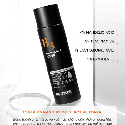 Toner Đa Chức Năng B3 Multi Active Tẩy Da Chết, Kiểm Soát Dầu Thừa, Phục Hồi Da Mụn 205ml