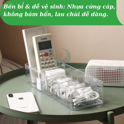 Hộp Nhựa Trong Suốt Đựng Cáp Sạc & Phụ Kiện - Hộp Chia Ngăn Đa Năng Lưu Trữ Dây Sạc- Hộp Đựng Dây Cáp Mini Có Nắp Đậy- Hộp Nhựa Trong Suốt Đựng Đồ Công Nghệ- Hộp Lưu Trữ Dây Điện, Củ Sạc, Văn Phòng Phẩm