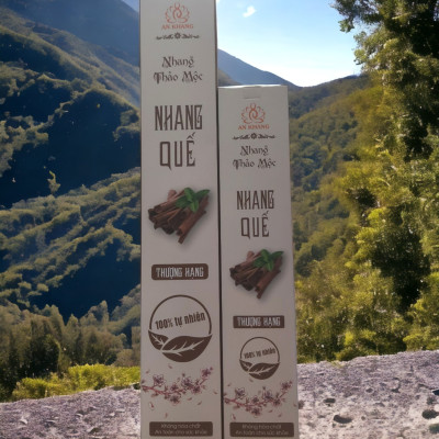 Hộp 100 nén nhang Quế, dài 38cm -không sử dụng hóa chất, ít khói, mùi hương dịu nhẹ