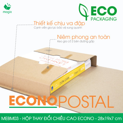 MEBM03 - 28x19x7 cm - 20 hộp carton thay đổi chiều cao siêu tiết kiệm - Hộp đóng sách, hộp gói hàng