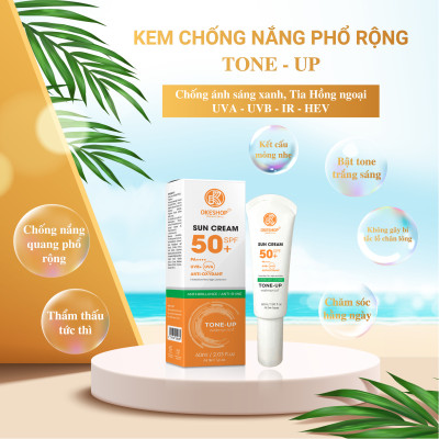 Kem Chống Nắng OKESHOP 60ml SPF 50+ PA++++ Anti-oxydant Tone - Up - Bảo Vệ Da Tuyệt Đối - Anti-Brillance / Anti-shine