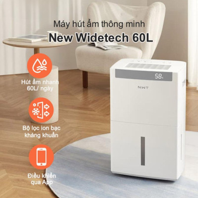 Máy Hút Ẩm Xiaomi New Widetech 60L Kết Nối App Phù Hợp Không Gian 120 m2 Công Suất 850 W - Hàng Nhập Khẩu